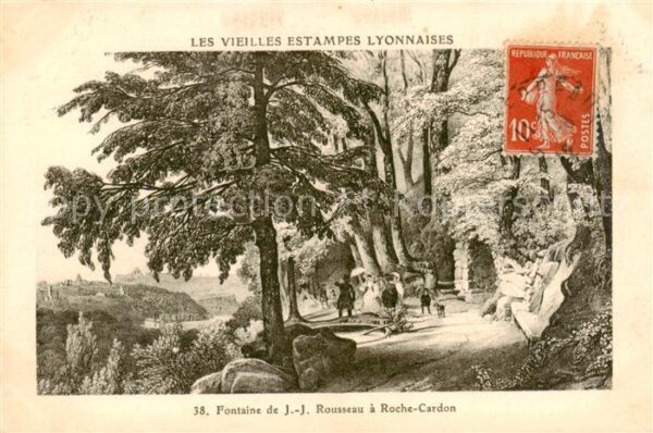 Lyon 69 Rhone Fontaine de JJ Rousseau a Roche Cardon