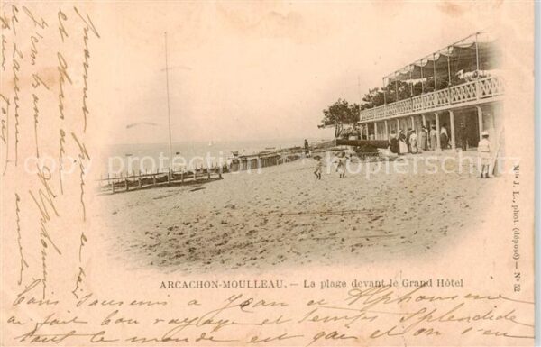 Moulleau Le 33 Gironde La plage devant le Grand Hôtel