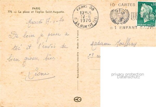 Paris 75 Place et l Eglise Saint Augustin – Bild 2