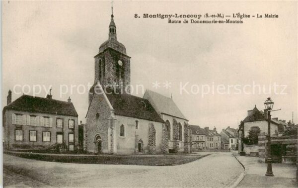 Montigny 77-Lencoup Seine-et-Marne Eglise La Mairie Route de Donnemarie en