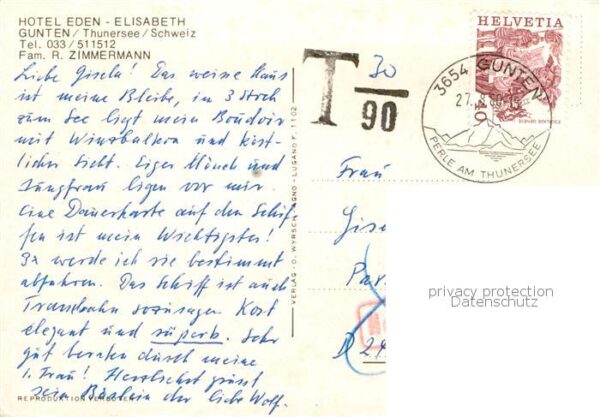 Gunten Thunersee BE Hotel Eden Fliegeraufnahme – Bild 2