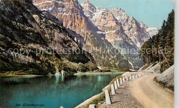Kloentalersee Kloenthalersee GL Uferstrasse Panorama