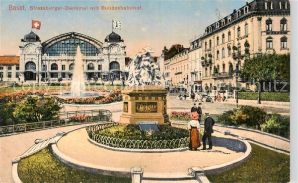 Basel BS Strassburger Denkmal mit Bundesbahnhof