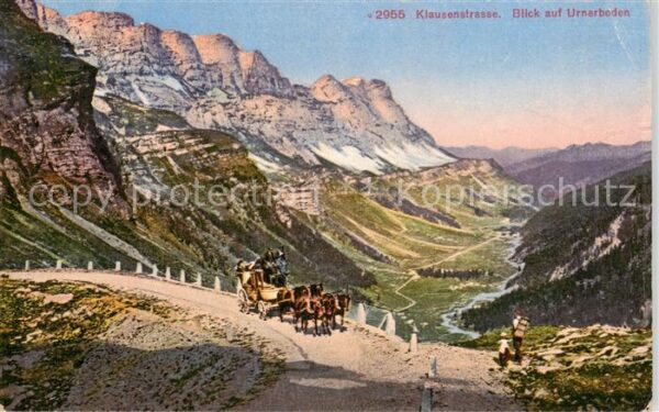 Urnerboden UR Klausenstrasse Pferdekutsche Panorama