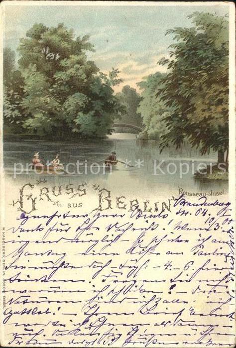 Verlag Hagelberg W. Nr. 36900 Berlin Rousseau-Insel Litho