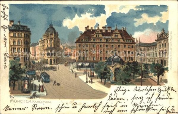 Kuenstlerkarte Pty München Karlsplatz Litho