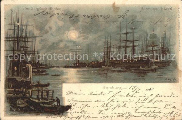 Segelschiffe Hamburg Segelschiffhafen Litho