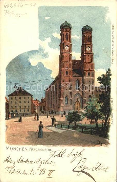 Kuenstlerkarte Pty München Frauenkirche Litho