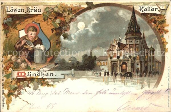 Bier Löwenbräukeller München Litho