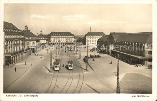 Foto Kellner Rolf Nr. 4114 Karlsruhe Bahnhofsplatz Strassenba