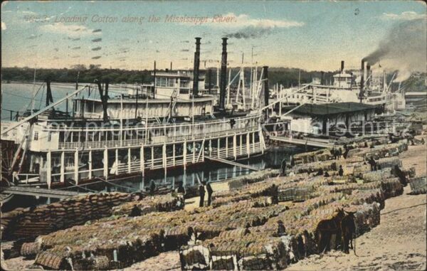 Dampfer Schaufelrad Loading Cotton Mississippi River
