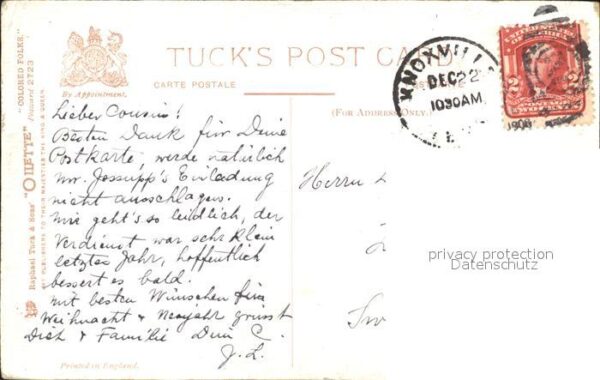 Verlag Tucks Oilette Nr. 2723 Church Parade Colored Folks Hochze – Bild 2