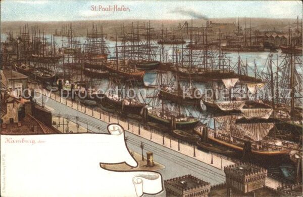 Segelschiffe Hamburg St. Pauli-Hafen Litho