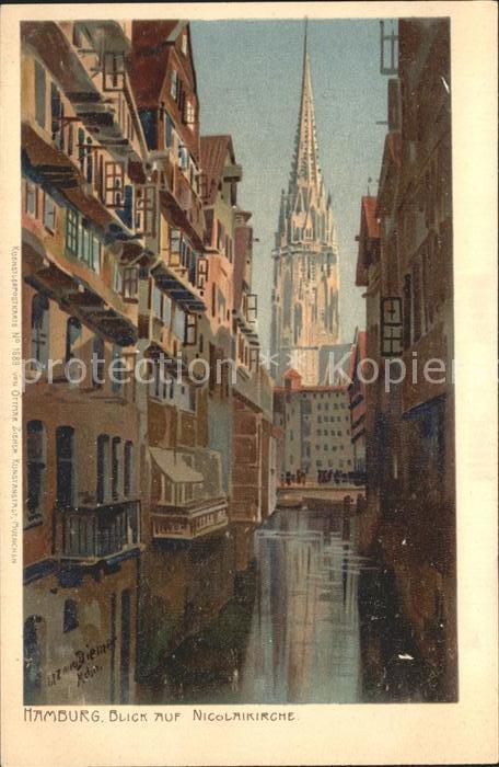 Diemer Zeno Litho Hamburg Nicolaikirche