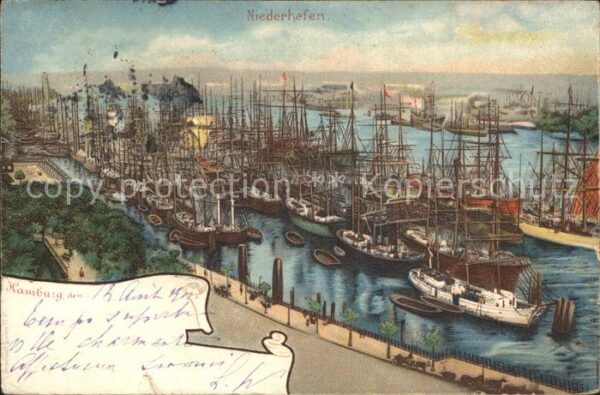 Segelschiffe Hamburg Niederhafen Litho