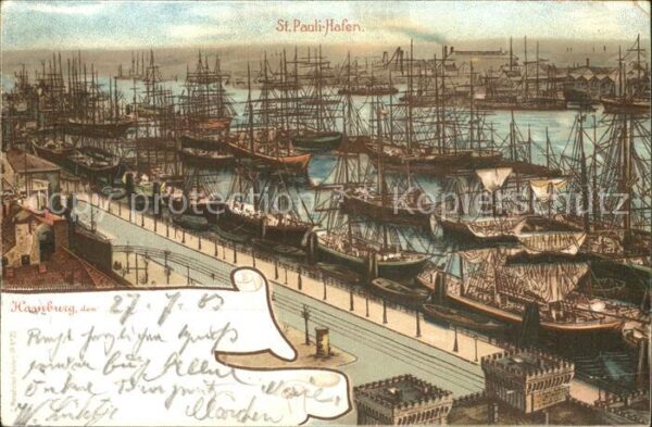 Segelschiffe Hamburg St. Pauli-Hafen Litho