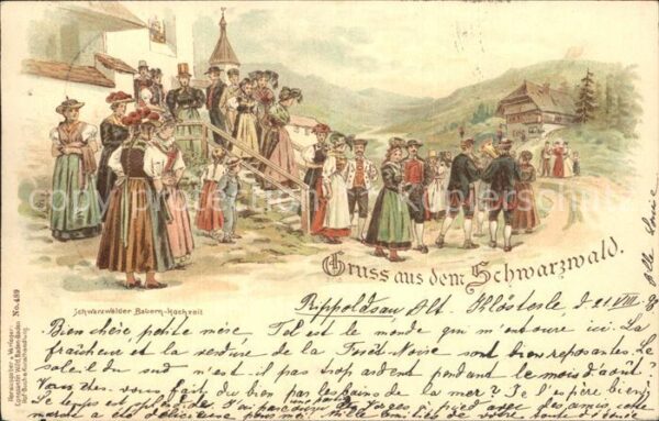 Hochzeit Bauern-Hochzeit Schwarzwald Litho
