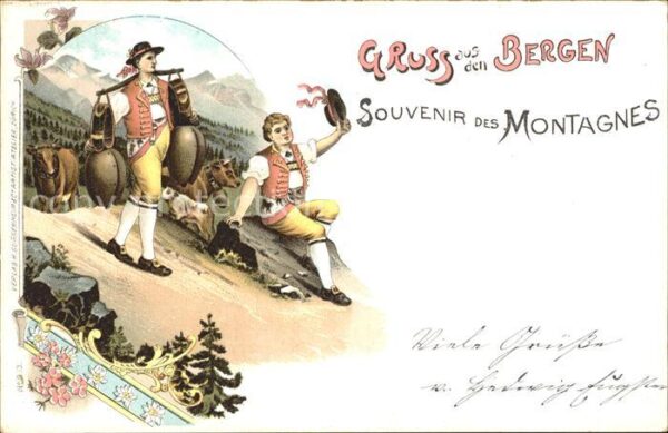 Sennerei Senner Trychler Trychle Kühe Litho