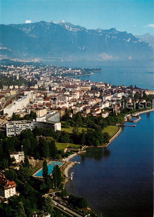 Vevey VD La Tour de Peilz Lac Leman Alpes vue aé
