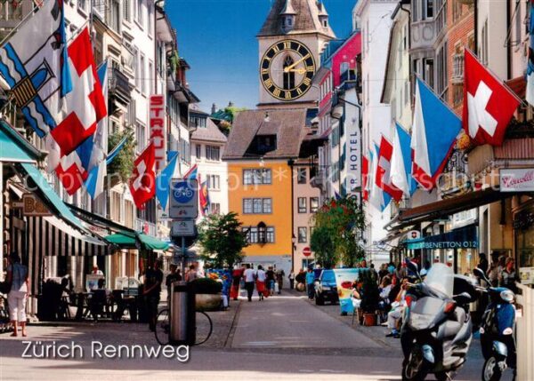Zuerich ZH Rennweg mit Kirche St Peter