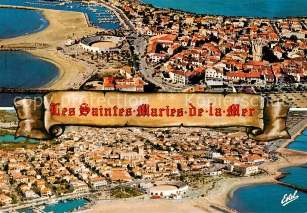 Les Saintes-Maries-de-la-Mer Vues aeriennes la plage les arenes le p