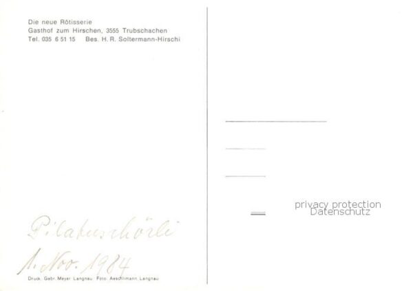 Trubschachen BE Gasthof Hirschen Die neu Rotisserie – Bild 2