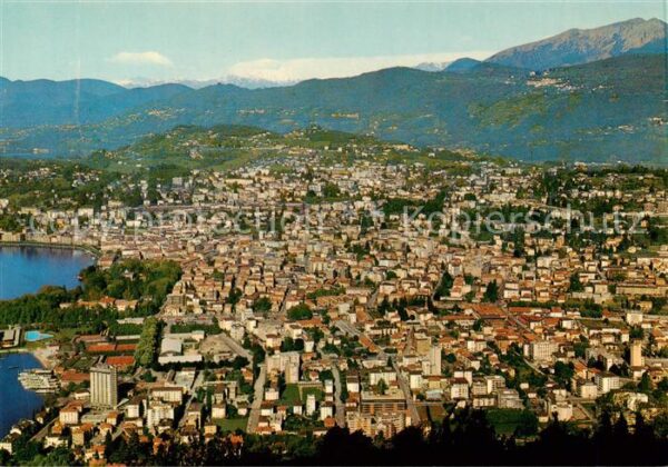 Lugano Lago di Lugano TI Fliegeraufnahme
