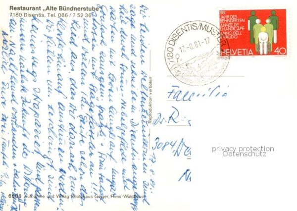 Disentis GR Restaurant Alte Bündnerstube – Bild 2