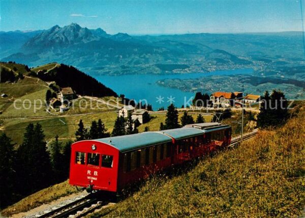 Vitznau Witznau Vierwaldstaettersee LU Rigi Bahn mit Pilatus und Luzern