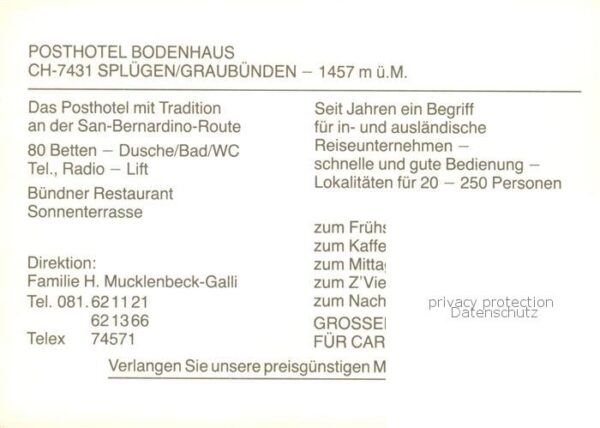 Spluegen 2113m GR Posthotel Bodenhaus Gasträume – Bild 2