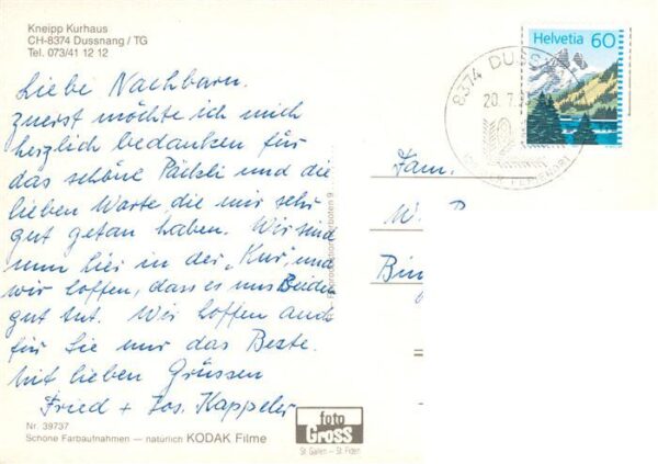Dussnang TG Kneipp Kurhaus Kapelle Kirchen Fliegera – Bild 2