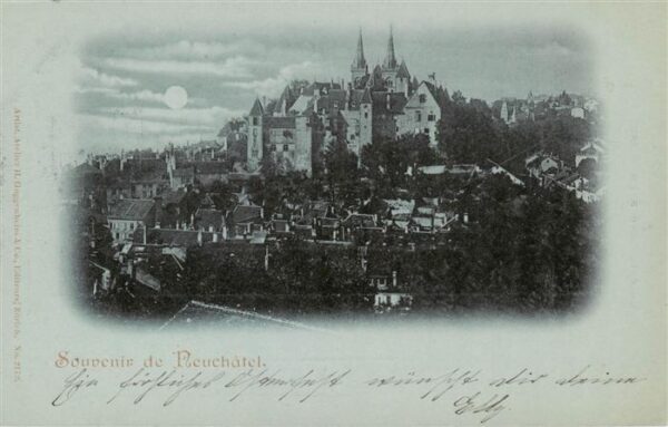 Neuchatel NE Panorama mit Schloss und Kirche