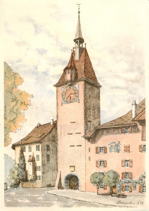 Bremgarten BE Spittelturm Künstlerkarte