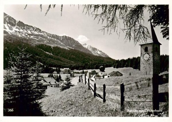 Parpan GR Panorama mit Kirche und Lenzerhorn