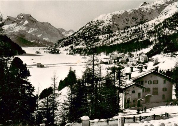 Champfer Graubuenden Panorama mit Silvaplana und Piz della M
