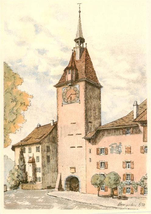 Bremgarten AG Spittelturm Künstlerkarte