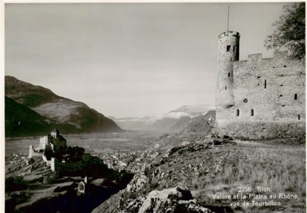 Sion  Sitten Seduno VS Valere et la Plaine au Rhône vue de Tou