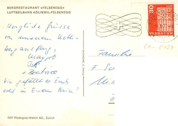 Adliswil ZH Bergrestaurant Felsenegg Luftseilbahn A – Bild 2