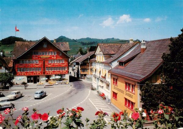 Appenzell IR Ortspartie Hotel Säntis Restaurant Sonn