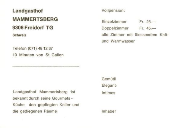 Freidorf TG Landgasthof Mammertsberg Gastraum Fremd – Bild 2