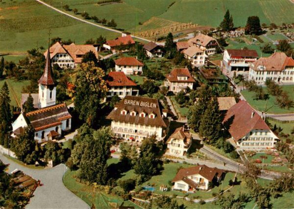 Biglen BE Hotel Restaurant Bären mit Kirche Flieg