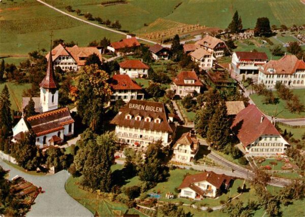 Biglen BE Hotel Restaurant Bären mit Kirche Flieg
