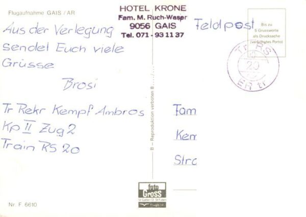 Gais AR Fliegeraufnahme mit Hotel Krone Feldpos – Bild 2