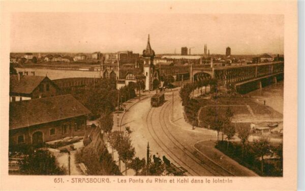 Strasbourg  Strassburg 67 Bas-Rhin Les Pont du Rhin et Kehl dans le lointa
