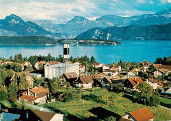Meggen LU Pius Kirche mit Vierwaldstättersee und
