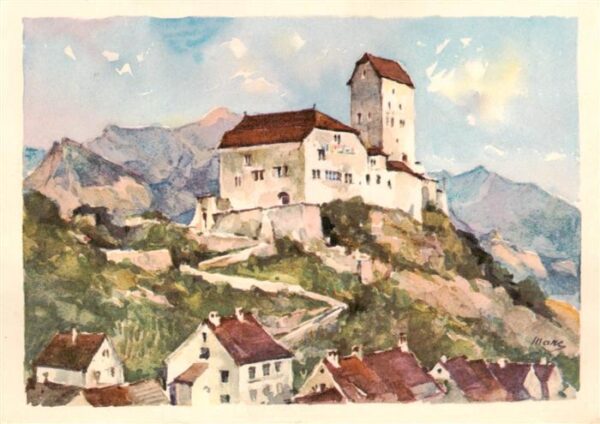 Sargans SG Schloss Sargans Künstlerkarte