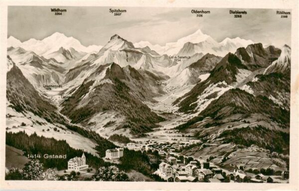 Gstaad BE Panorama mit Alpenblick