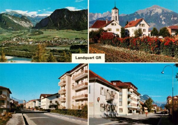 Landquart GR Panorama Kirche Strassenpartien