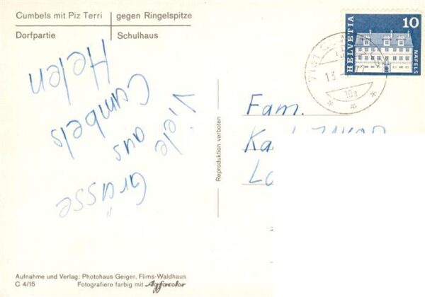 Cumbels Ilanz GR mit Piz Terri Ringelspitze Dorfpartie S – Bild 2