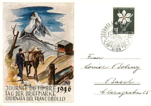 Zermatt VS Journee du Timbre 1946 Künstlerplakat